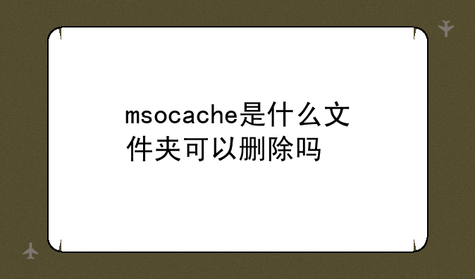 msocache是什么文件夹可以删除吗